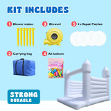 White Bounce House, Oxford Fabric Bounce House Castle with Blower ，Perfect for Kids, Family, Wedding (13x13x12FT, Weddings) GZYSINFLA