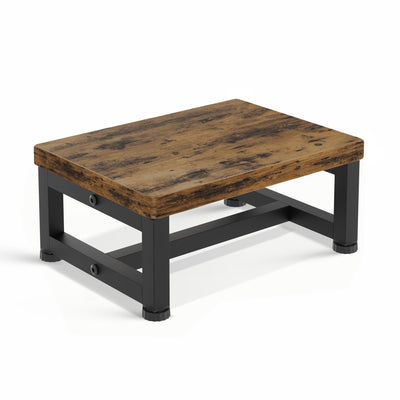 Step Stools for Adults Kids, Sturdy Wooden Stepping Stools with 450LB Capacity, Anti-Slip Bed Steps Stool for High Beds, Foot Stool One Step Stool for Kitchen Bathroom Bedroom, Rustic Brown