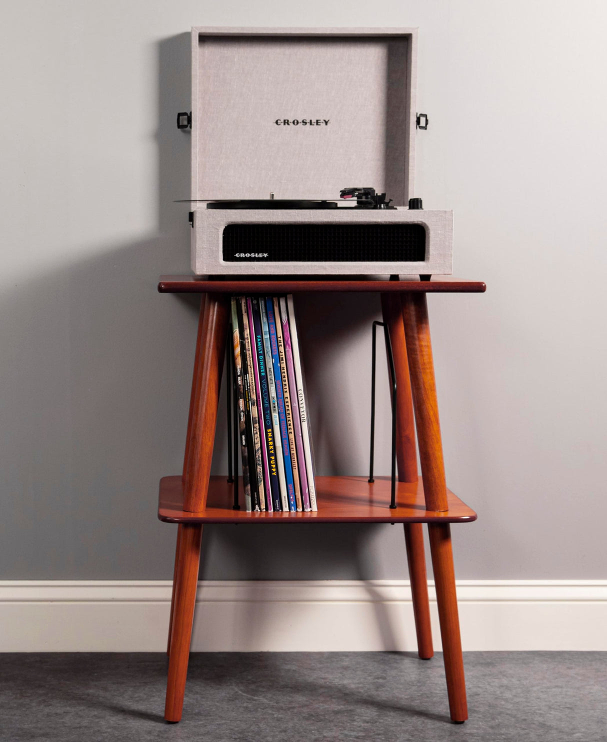 Crosley Manchester Record Player Stand, Media Console with Vinyl Storage, Modern Home Organizer, Paprika Crosley