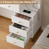 Tiptiper Makeup Vanity with Lights & Charging Station, Large Vanity Desk with Mirror and Lights, Makeup Table with 5 Drawers & Shelves, White and Gold Tiptiper