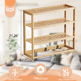 AMBIRD 3-Tier Bamboo Bathroom Shelf with Adjustable Height and Hooks AMBIRD
