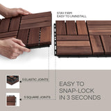 THYOI Deck Tiles, Patio Flooring - Outdoor Waterproof Acacia Wood Tiles for All Weather Use - Balcony, Backyard, Indoor & Outdoor (Dark Brown Crossed Pattern, 10 Pcs - 10 Square Ft) THYOI