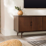Walker Edison Genia Mid-Century Modern Solid Wood Stand for TVs up to 65 Inches, Walnut Walker Edison