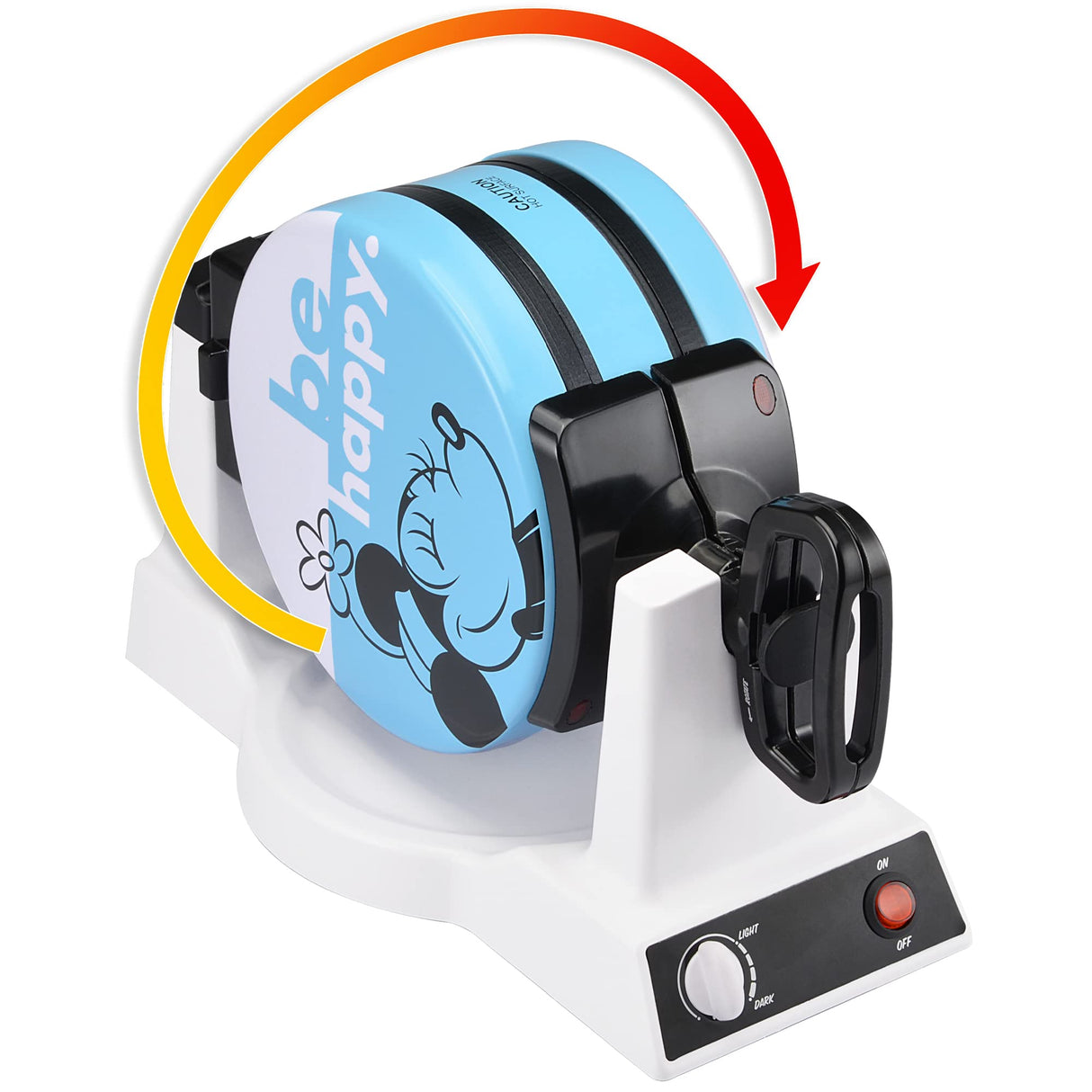 Disney Mickey & Minnie Double Flip Waffle Maker by Select Brands - Disney Waffle Maker - Features Non-Stick Plates - Blue Minnie & Mickey Mouse Waffle Iron for Disney Fans - Makes 6 Waffles Disney