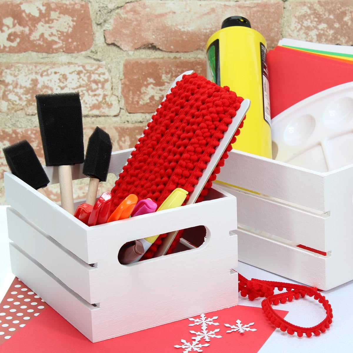 Hampton Art by Leisure Arts Wood Crate, White, 2 pc, Finished Wood Hampton Art