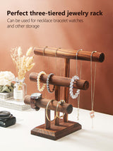 Julysky Bracelet Holder Stand, Bracelet Display with 3 Tier,Jewelry Organizer Stand for Necklaces Bangles and Watches(solid wood) Julysky