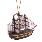 Three-Masted Wooden Ship Christmas Ornament, Holiday Décor, Nautical Tree Decoration, 4 Inches Wowser