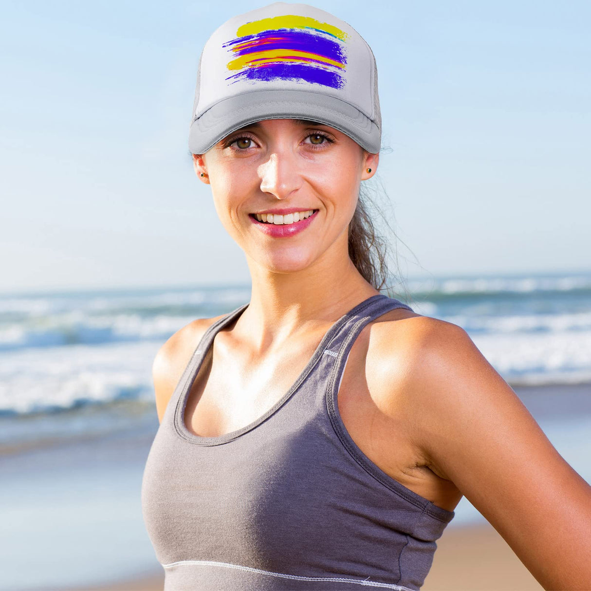 18 Pack Sublimation Blank Polyester Mesh Cap Trucker Summer Mesh Cap Unisex Two Tone and Solid Trucker Hats Blank Snapback Hat Sublimation Blank Mesh Baseball Cap for Men Women Tarpop