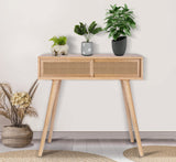 Console Table, 31" Console Tables for Entryway Small Entryway Table, Vanity Desk Rattan Dresser Side Table Entry Table Narrow Console Table Modern Hallway Table Boho Sofa Table for Living ZYBT