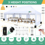COBIZI 10x30 Pop Up Canopy Tent with 8 Removable Sidewalls, Easy Setup Canopy with Roller Bag & Sandbags，Waterproof and UPF50+ Gazebo Tent, Outdoor Gazebo for BBQ Party Wedding Events Tent, White COBIZI