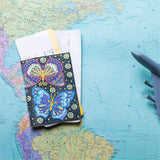 2 Pieces Diamond Painting Leather Passport Holder, DIY Special Shaped Crystal Painting Travel Passport Protective Cover for Boarding Pass, ID Card, Driver's License-20X14CM (AA083-AA221) Vocttaiy
