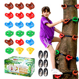 18PCS Ninja Tree Climbing Holds and 6 Sturdy Ratchet Straps for Kids Tree Climbing, Large Climbing Rocks for Outdoor Ninja Warrior Obstacle Course Training SEKKVY