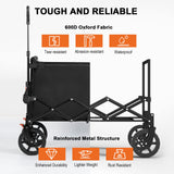 Navatiee Wagon Cart Heavy Duty Foldable, Collapsible Wagon with Smallest Folding Design, Utility Grocery Wagon for Camping Shopping Sports Navatiee