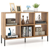 Tangkula 6-Cube Adjustable Bookcase with Metal Legs and Anti-Tip Safety Features in Natural Finish Tangkula