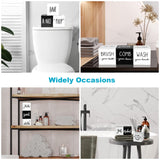 Farmhouse Set of 3 for Bathroom Decor Funny Bathroom Sign with Unique Sayings Rustic Wooden Bathroom Shelf Decor Cute Black and White Bathroom Decor For The Guest Restroom Home Decoration Antizz