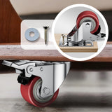 2 Inch Caster Wheels, Casters Set of 4, ASHGOOB Red Polyurethane (PU) Casters with Brake Heavy Duty, Industrial Locking Swivel Top Plate Castor Wheels for Workbench/Furniture/Cart ASHGOOB
