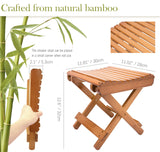 LOYPP Folding Bamboo Stool for Shower, Leg Shaving and Foot Rest, Natural Bamboo Folding Stool, Folding Bamboo Shower Seat, Fully Assembled, 12 Inch High LOYPP