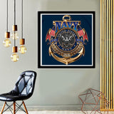 DIYPAINTING DIY 5D Diamond Painting by Number Kits for Adults and Kids US Navy 16X16 Painting Cross Stitch Full Drill Crystal Rhinestone Embroidery Pictures Arts Craft for Home Wall Decor Gift DIYPAINTING
