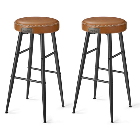 VASAGLE EKHO Collection - Bar Stools Set of 2, Bar Height Bar Stools, Kitchen Counter Stools, Mid-Century Modern Backless Counter Stools, 30-Inch Tall, Kitchen Island Home Bar, Caramel Brown VASAGLE