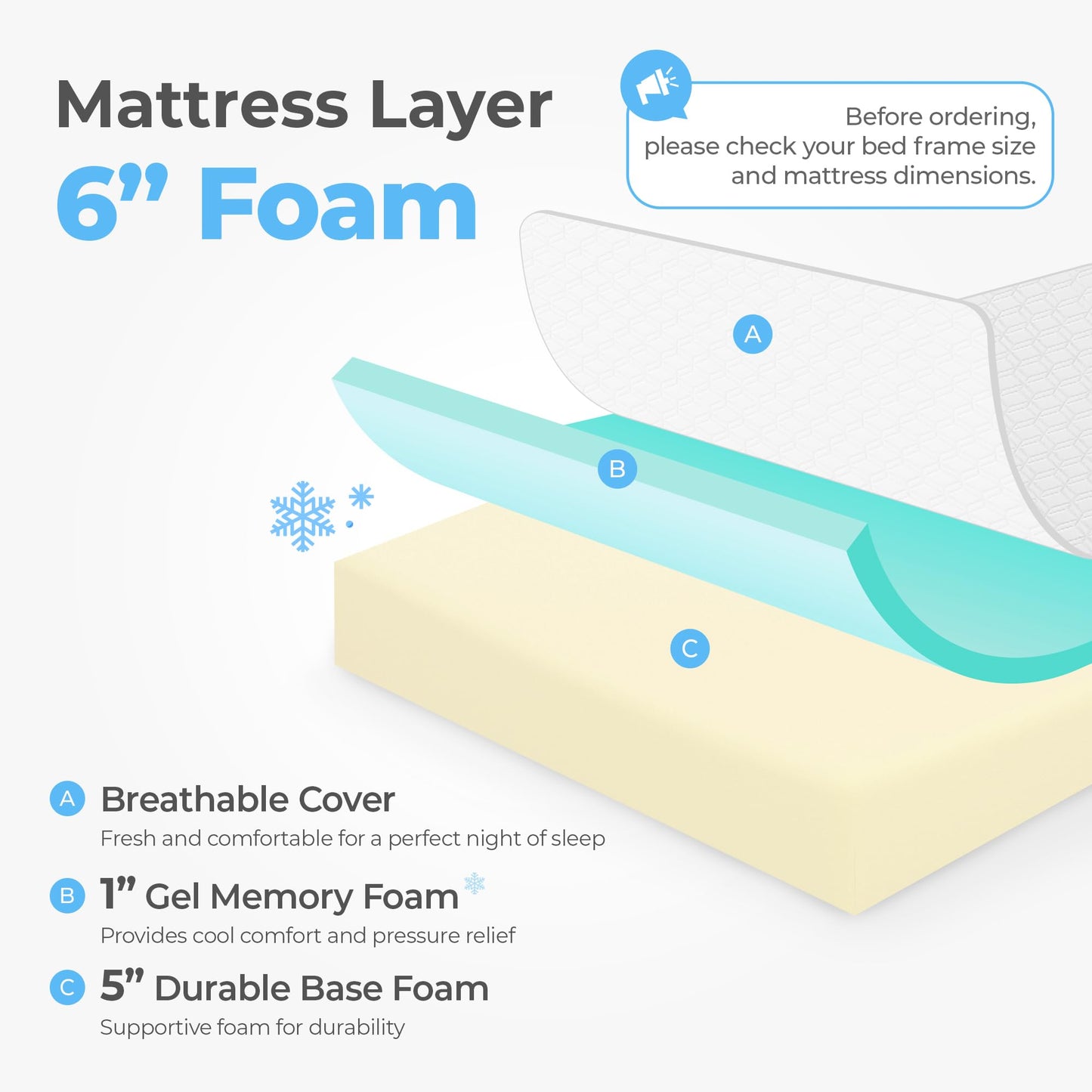 NEO SLEEP 6 Inch Full Cooling Memory Mattress for Pressure Relief & Cool Sleep Medium Firm CertiPUR-US Certified Mattress-in-a-Box Comfort & Supportive Fiberglass Free (Full, 6 in)