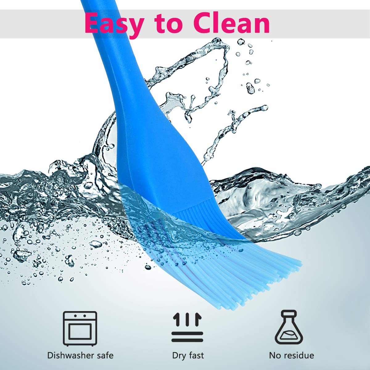 Hhyn Silicone Basting Pastry Brush Set 4 Pack Heat Resistant Spread Oil Butter Sauce for BBQ Grill Barbeque Kitchen Baking Cooking Pastries, 2 Large & 2 Small Multicolor Hhyn