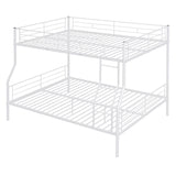 Full XL Over Queen Bunk Bed with Build in Ladder and Guardrail, Convertible Bunk Bed, Heavy Duty Metal Bunk Bed Full XL Over Queen Size Bunk Bed, White Bunk Bed for Kids, Teens, Adults Bellemave