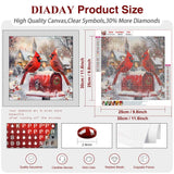DIADAY 5D Diamond Art Kits for Adults, Winter Christmas Cardinals Diamond Painting Kit, Full Round Drill Bird Diamond Art, DIY Crafts Home Wall Christmas Decor Gift 12 x 12 Inches DIADAY