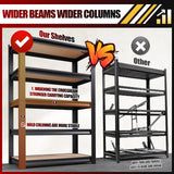 72''H/45''W Garage Shelving Heavy Duty 5-Tier Adjustable Storage Shelves Unit,2500 LBS Metal Utility Rack Shelf for Industries, Warehouses, Basement,Black LBVSKK