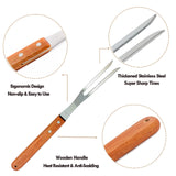 VOJACO Carving Fork, Meat Fork (2 Pack), 13 Inch Cooking Forks with Wooden Handle, Heavy Duty Stainless Steel BBQ Fork, Long Metal Chef Kitchen Forks for Barbecue, Serving, Cooking, Grilling, Roasting VOJACO