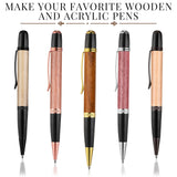 Colarr 10 Set Pen Making Kit Include 10 Woodturning Pen Kit 10 Exotic Wood Pen Blanks Twist Ballpoint Pen Kit with Refill Copper Pen Turning Supplies for DIY Pen Making Classroom Teacher Student Gift Colarr