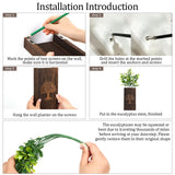 CypherX Wood Wall Planter with Artificial Eucalyptus Set of 2, Farmhouse Wall Decor for Living Room Bathroom Bedroom Kitchen, Wooden Pocket Wall Vases for Fake Plants Greenery and Dried Flowers CypherX