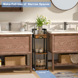 keomaisyto 3-Tier Narrow Bathroom Shelves with Drawer, Bathroom Organizers and Storage, Open Floor Ladder Shelf, Freestanding Tower Slim Standing Unit for Small Spaces - Rustic Brown keomaisyto