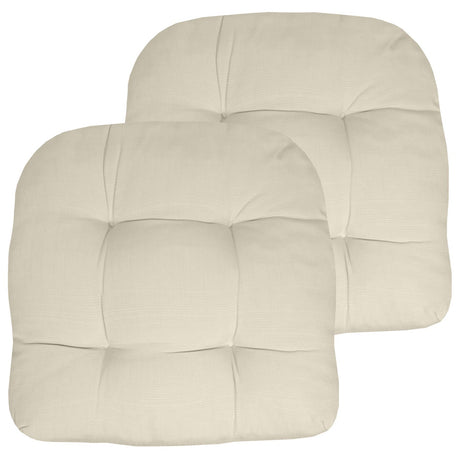 Sweet Home Collection Patio Cushions Outdoor Chair Pads Premium Comfortable Thick Fiber Fill Tufted 19" x 19" x 5" Seat Cover, 2 Pack, Cream Sweet Home Collection