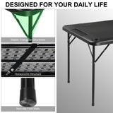 Ktaxon 35" Mahjong Table, Domino Folding Square Tables Set Suitable for Indoor Outdoor Game, Card Poker & Puzzle with 4 Cup Holder and Chip Trays, Adults, Black Ktaxon