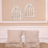 Yulejo 2 Pcs Rustic Window Frame Wall Decor Wooden Farmhouse Wall Decor 15.75'' x 11'' Arched Cathedral Window Home Decor Fake Window Pane Wall Art for Entryway Living Room Bedroom Yulejo