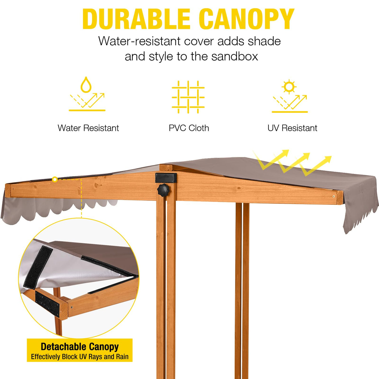 Aivituvin Kids Wooden Sandbox for Backyard, Large Sand Box with 2 Bench Seats and Toy Bin Storage- Bottomless Sand Pit Aivituvin