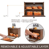 Worthyeah Bamboo Bread Box for Kitchen Countertop, Wooden Bread Storage Box with Transparent Window, 2-Layer Large Capacity Bread Storage, Kitchen Bread Holder, Self Assembly Worthyeah
