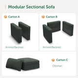 HONBAY Ottoman Module for Corduroy Modular Sectional Sofa with a Back Cushion, Storage Square Ottoman Bench for Living Room, Green HONBAY