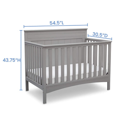 Delta Children Fancy 4-in-1 Convertible Baby Crib - Greenguard Gold Certified, Grey - WoodArtSupply