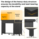 Saudism 40 Gallon Aquarium Stand With Charging Station, Farmhouse Fish Tank Stand, Reptile Tank Stand Terrarium Stand with Drawer and Cabinet Storage, Sturdy Heavy Duty 41.9"×18.3" Tabletop - Black Saudism