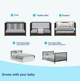 Graco Teddi 5-in-1 Convertible Crib with Drawer (Black) – GREENGUARD Gold Certified, Crib with Drawer Combo, Full-Size Nursery Storage Drawer, Converts to Toddler Bed, Daybed and Full-Size Bed Graco