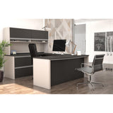 BESTAR Connexion U-Shaped Workstation with Two Oversized Pedestals, Slate/Sandstone Bestar