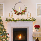 Dolicer 2 Pcs Christmas Wreaths for Front Door Window 12In Christmas Wreaths with LED Lighted Taper Candles and Remote Control Berries and Pine Cones Wreaths for Holiday Christmas Party Decoration Dolicer