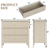 RoyalCraft Large 3 Drawer Dresser Set of 2, Fluted Wood Drawers for Bedroom, Modern Painted 30 inch Wide Nightstand for Bedroom, Entryway, Beige RoyalCraft