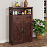 Dark Brown Storage Cabinet with Doors and Shelves - Farmhouse Kitchen Pantry Cabinet with Storage, Coffee Bar Station, Hutch Cupboard for Kitchen, Living Room, Home Office, Dining Room FiveWillowise
