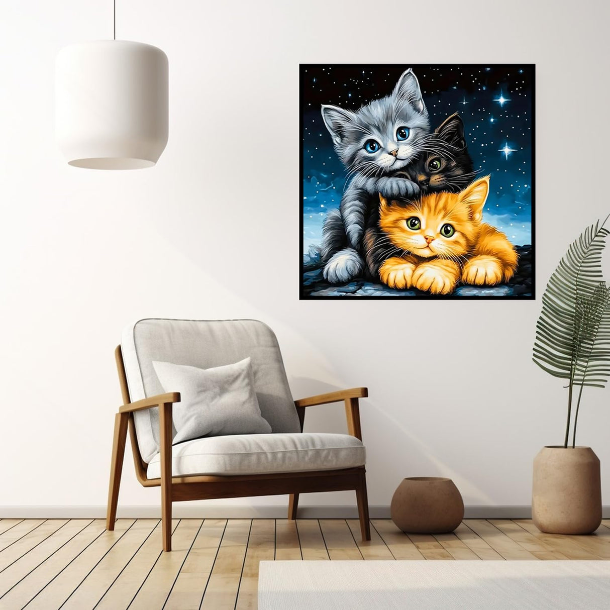 CHWGLFGG 5D Diamond Art Kits for Adults Beginners, Cats Under Stars Diamond Painting Kits, DIY Full Round Drill Paint by Diamonds Dot Gem Art for Adults, Home Wall Decor 13.7X 13.7 Inch CHWGLFGG
