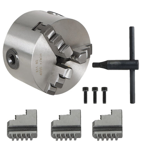 WFLNHB K11-80 3 Inch 3 Jaw Self Centering Lathe Chuck 3" for CNC Drilling Milling Machine Total 2 Set of Jaws WFLNHB