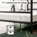 Bonnlo King Metal Bed Frame, Canopy Bed King Size with Headboard, 4 Poster Black Mattress Frame, 550lbs Capacity, Contemporary Design, No Box Spring Needed, Black Bonnlo