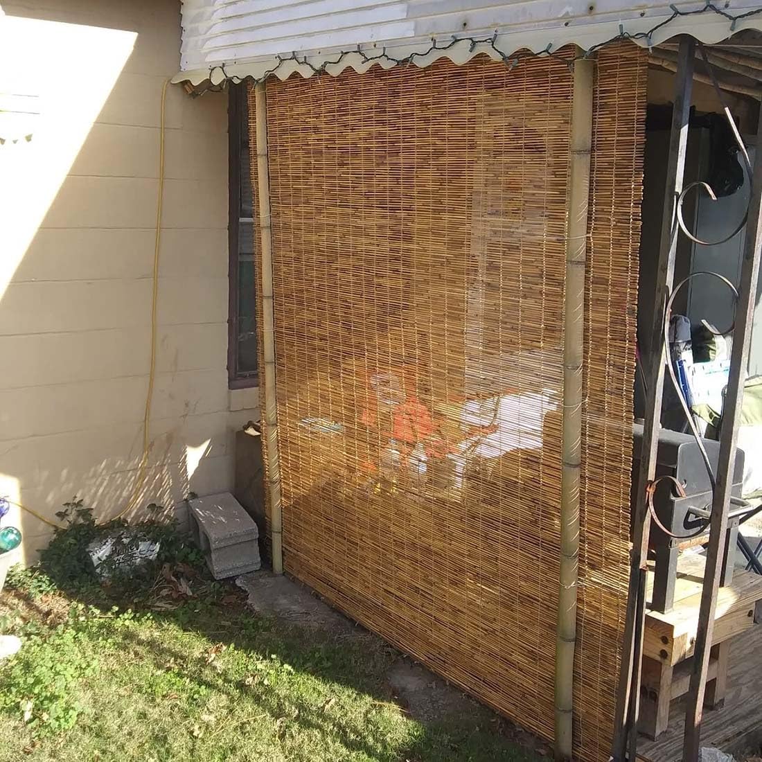 Retro Bamboo Roll-Up Blinds for Outdoor & Indoor Sun Protection Lnder