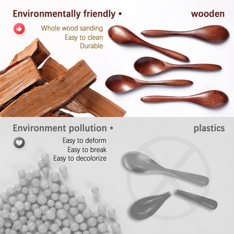 Hefild 7 PCS Small Wooden Spoons, 5.8 Inch Honey Spoons for Tea, Hardwood Wooden Honey Teaspoon for Coffee, Little Tiny Wood Spoons, Bamboo Table Spoon for stirring, Wooden Spoons for Utensils Set Hefild